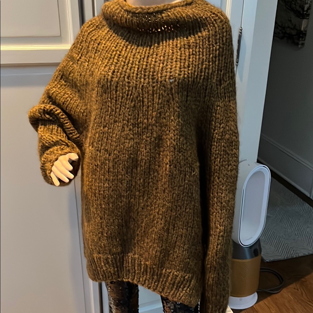 Mes Demoiselles Brown Chunky Knit Turtleneck Sweater